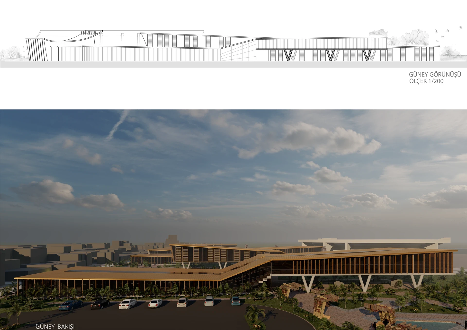 Architectural elevation drawing for a contemporary building — 2D technical drawings by Mu-Art Design Studio UK