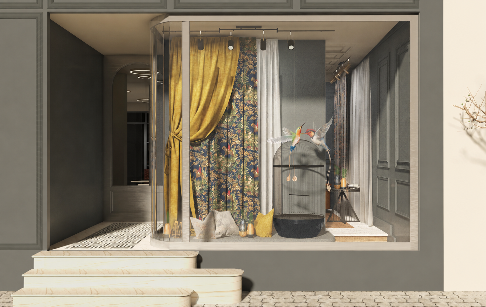 Commercial showroom interior — product display with bespoke joinery and spatial planning