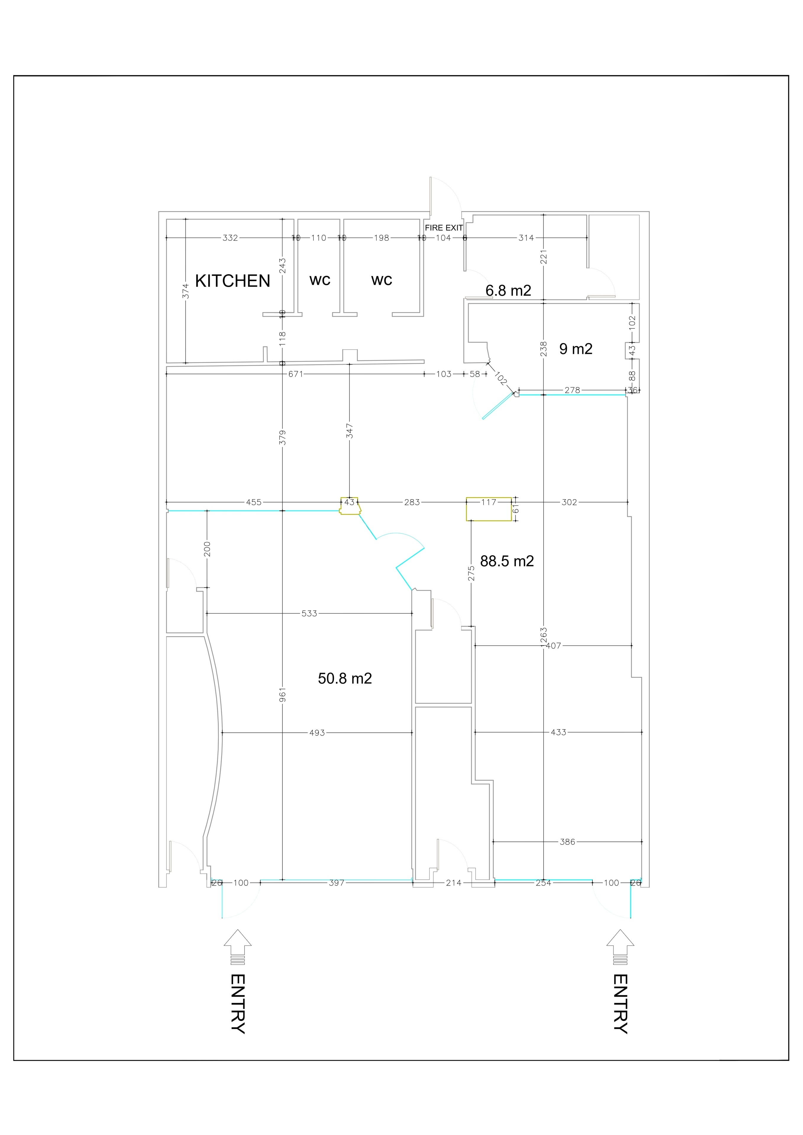 Commercial retail showroom interior — product display zones and customer circulation