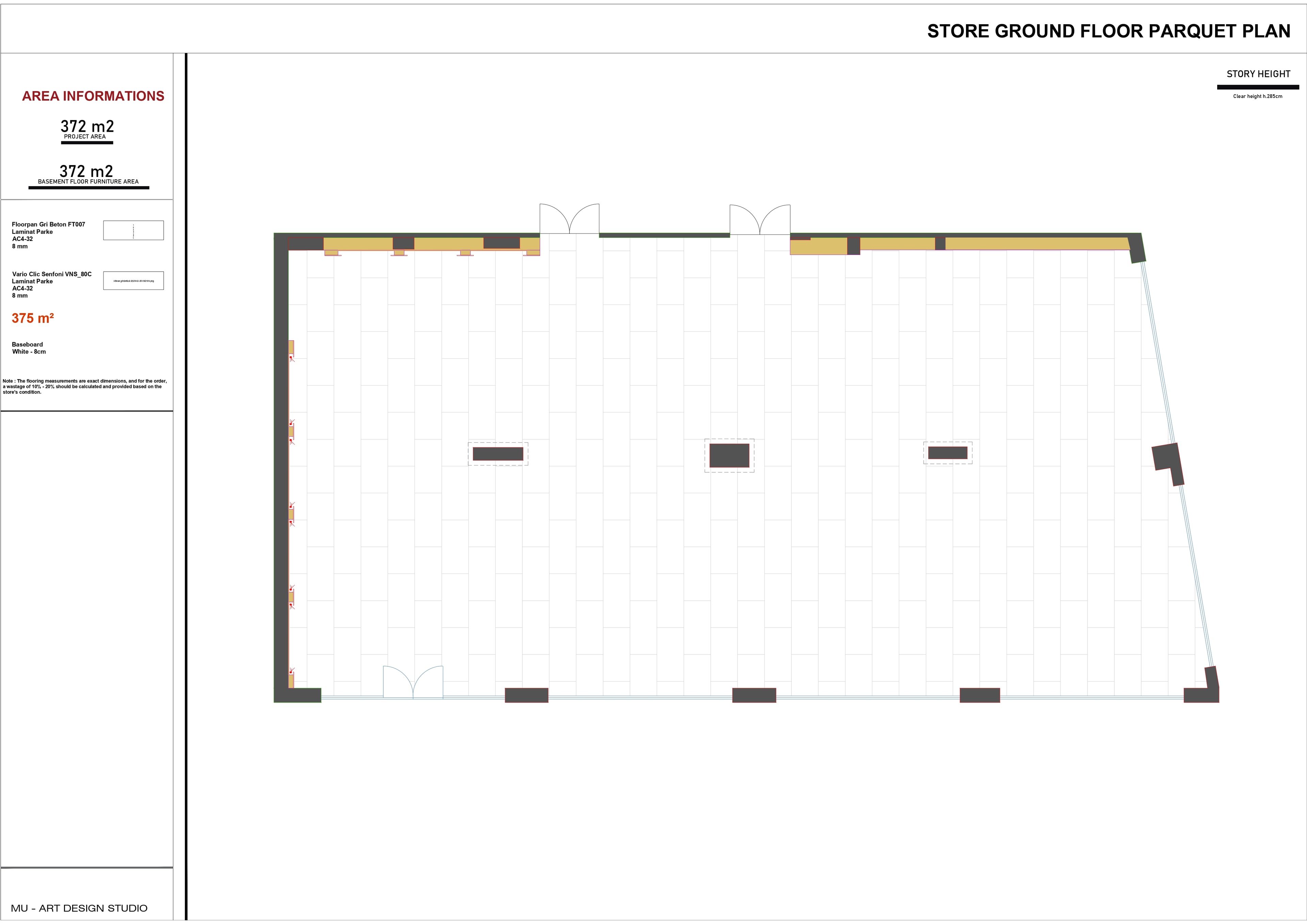 Showroom floor plan showing spatial organisation, furniture arrangement and customer circulation